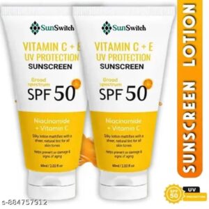 sunscreen spf 50 pa+++ vitamin c+e super bright sunscreen, spf 50 pa+++ (60 g) pack of 2