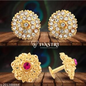 earring stud earring vivastri vfj traditional wear south screw back alloy american diamond