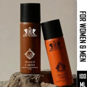 brit accent | combo pack of 2 element of fire & element of earth premium body spray long lasting